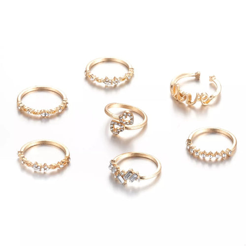 The Willow Ring Set — 18K Gold LOVE Zircon