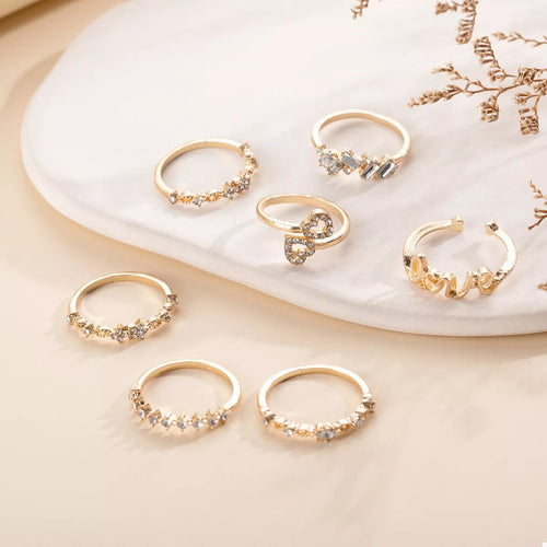 The Willow Ring Set — 18K Gold LOVE Zircon