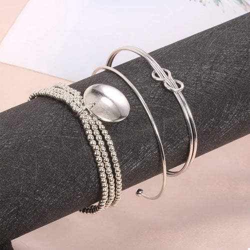 The Willow Bracelet Set — Minimalist Silver Stack