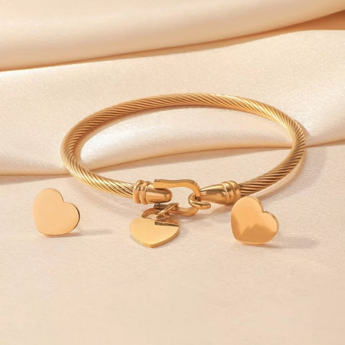 The Willow Jewelry Set — Heart Earrings & Bracelet
