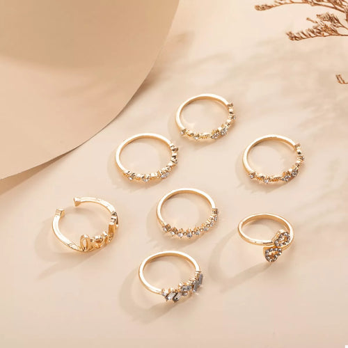 The Willow Ring Set — 18K Gold LOVE Zircon