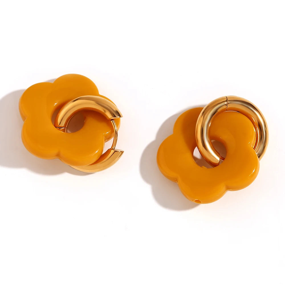 Cove & Willow Flower Hoop Earrings - Yellow