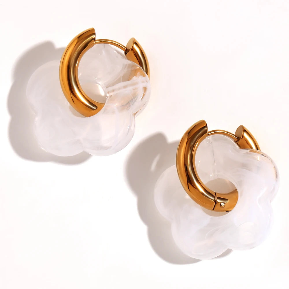 Cove & Willow Flower Hoop Earrings - Coffee