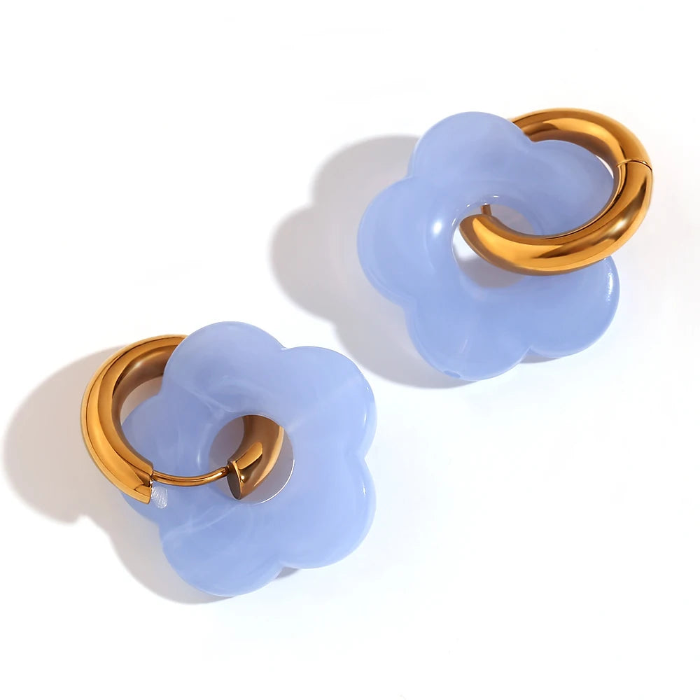 Cove & Willow Flower Hoop Earrings - Amber