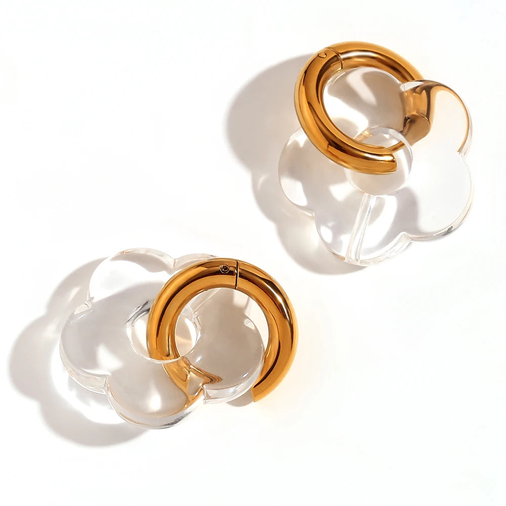 Cove & Willow Flower Hoop Earrings - Coffee