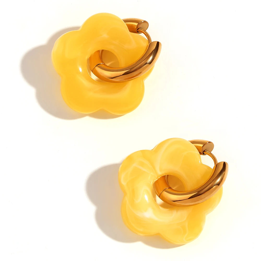 Cove & Willow Flower Hoop Earrings - Orange