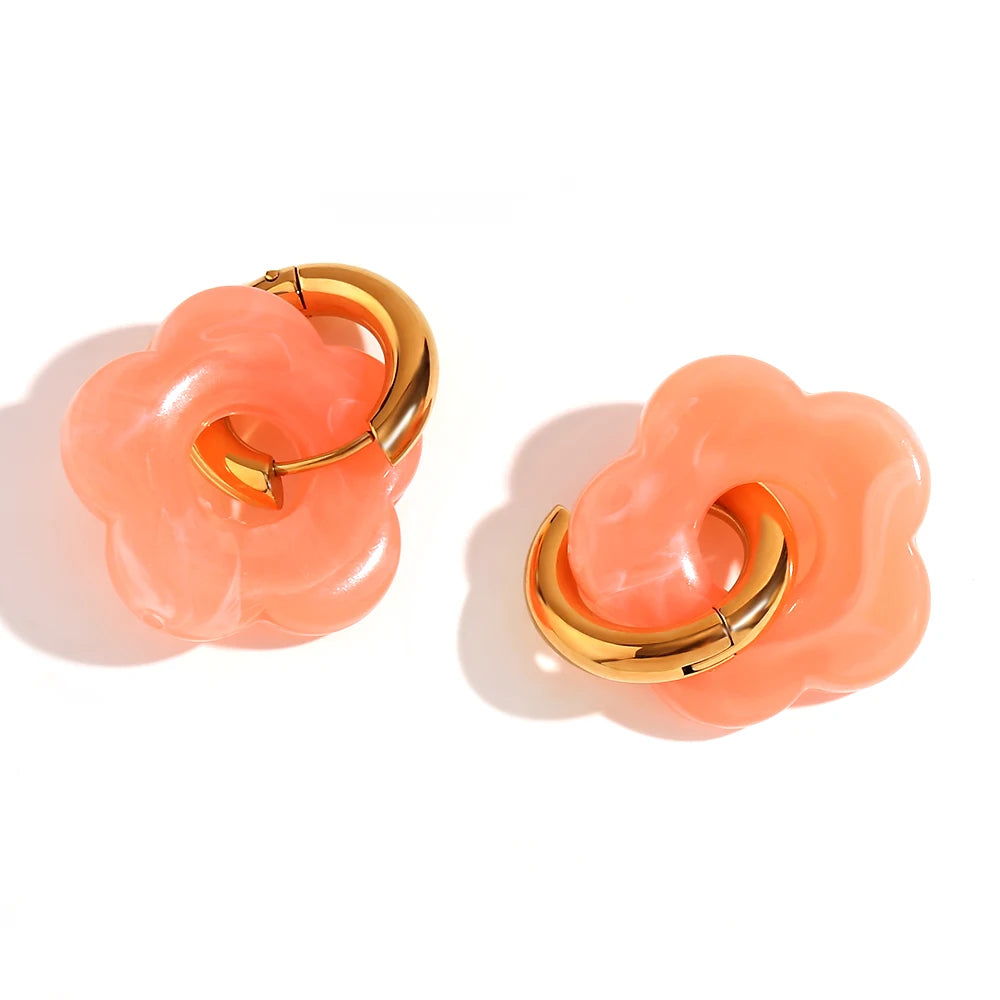 Cove & Willow Flower Hoop Earrings - Orange