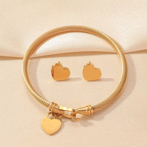 The Willow Jewelry Set — Heart Earrings & Bracelet