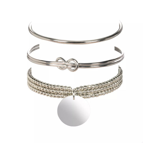 The Willow Bracelet Set — Minimalist Silver Stack