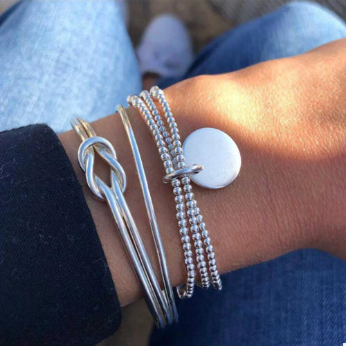 The Willow Bracelet Set — Minimalist Silver Stack
